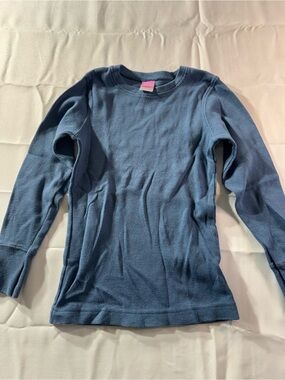 Kids Small Long Sleeve Waffle Knit Top - Slate Blue